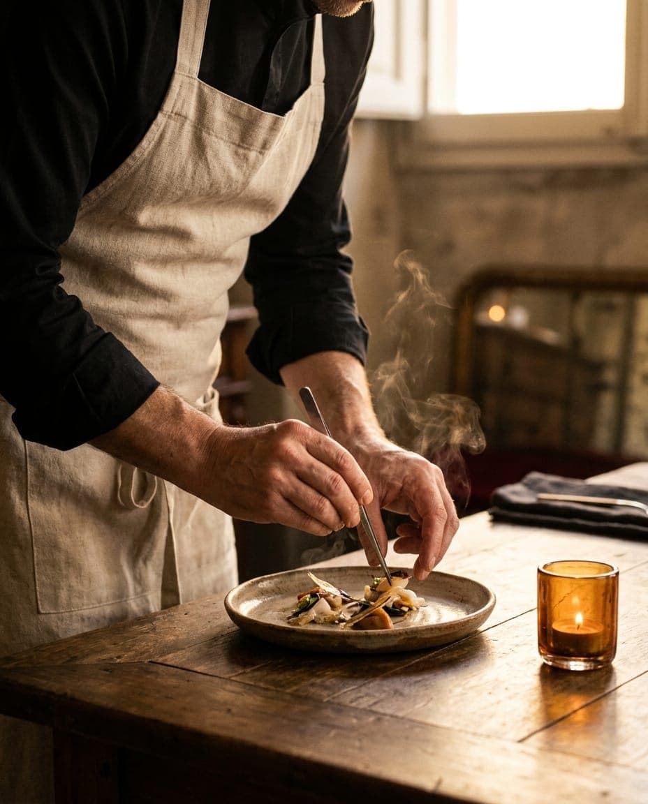 Le chef Tomaso Aldobrandini dans son atelier